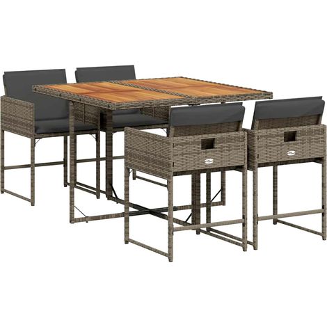 Maison Exclusive - Set da Pranzo da Giardino 5 pz con Cuscini in Polyrattan Grigio