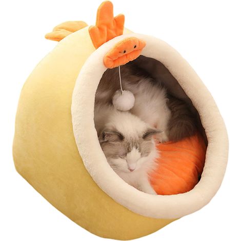 Niche Pour Chat - Lit Grotte En Peluche Lavable - Pour Chat Intérieur - Confortable Et Doux - 1 Pièce (1/5)