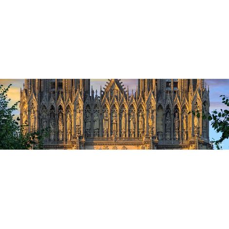Tableau sur toile façade cathédrale de Reims 30x97 cm - Impression sur Toile Murale Décorative - Image imprimée en HD sur Toile - Toile sur Châssis en Bois FSC - Fabriqué en France (1/4)