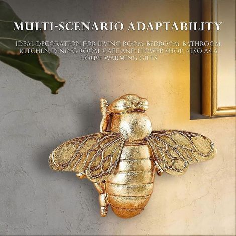 Décoration murale Abeille Dorée : Œuvre d'art en résine représentant un insecte, convenant à la décoration intérieure et extérieure. (1/5)
