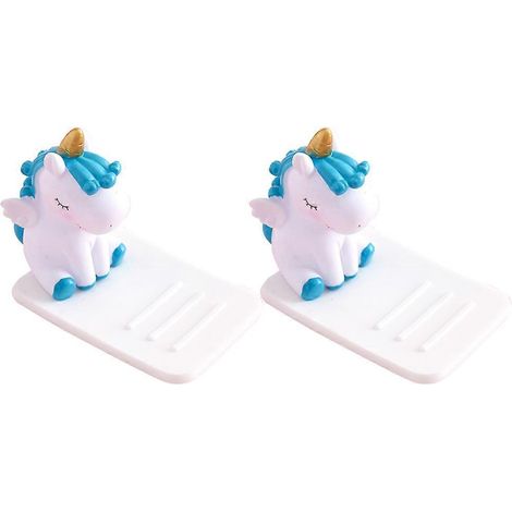 Support de téléphone en plastique licorne pour 4 téléphones (bleu) (1/5)