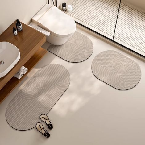 LAN À la recherche des origines du tapis de lavabo monobloc Shengge 4080cm Ensemble de tapis de toilette (ensemble de trois pièces), tapis d'entrée de salle de bain, tapis en terre de diatomées, tapis (1/5)
