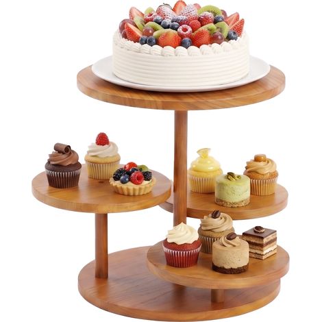 Présentoir à gâteaux en Bois à 4 Niveaux, fruits à étages, Plateau de Service pour Fêtes, Mariages, Festivals (1/5)
