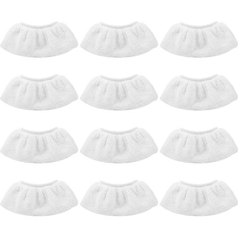 Cloth Cover - Microfiber Steam Cleaner Replacement Cover - Fits Most Handheld Steam Cleaners - 19 x 8 cm - White - 12 Pieces (1/5)