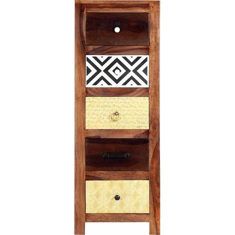 Armoire latérale Sideboard Design moderne, Armoire Etagère de rangement, 40 x 30 x 110 cm Bois de Sesham solide OIB9904E (1/5)