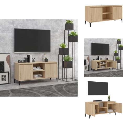 TV-Schrank mit Metallbeinen Sonoma-Eiche 103,5x35x50 cm - TV Schrank - Sideboard - Industrielles Möbel - Eiche Dekor - Regal (1/5)