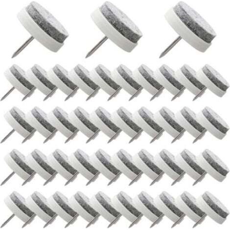50 Pcs Nail-on Chair Pads 24mm White Felt Chair Pads to Protect Furniture Legs