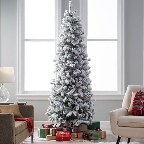 Albero di Natale Super Folto Pino Slim Salvaspazio Innevato Saint Moritz 150 cm (1/4)