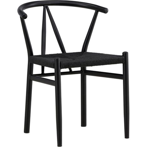 Chaise en Assise Tressée "Alfons" 72cm Noir (1/5)