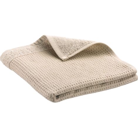 Drap de douche recyclé - Serviette de bain naturelle beige et blanc - 70 x 130 cm - PANGIVO (1/3)
