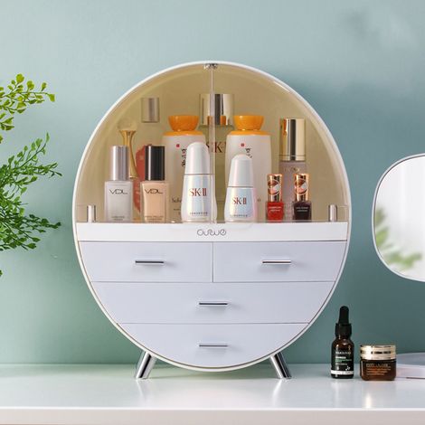 Cosmetic Organizer Vanity Storage Case with Drawers and Stand, Grey 34x18x40CM (1/5)