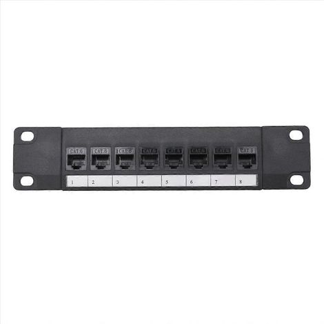 Panneau de brassage réseau Cat6 RJ45 traversant à 8 ports (1/5)