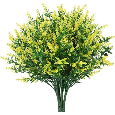 Lavande Artificielle - 8 Bouquets Extérieur Résistants UV - Hauteur 38 cm - Largeur 16,5 cm - Tige Flexible - Sans Poudre - Décoration Jardin et Intérieur