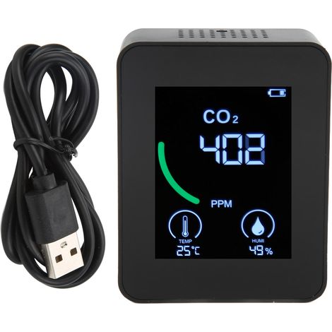 Capteur de qualité d'air Bluetooth ZN-2CO1TB 3 en 1, détecteur intelligent haute précision CO2 noir portable avec enregistrement automatique des données. (1/5)