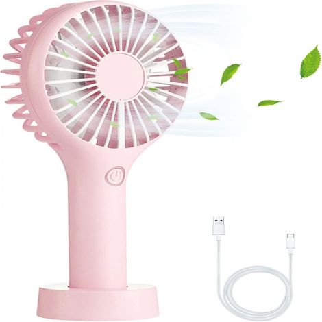 1 Mini ventilateur, 3 vitesses réglables, rechargeable USB, silencieux ABS/PP, pour maison bureau voyage (1/5)