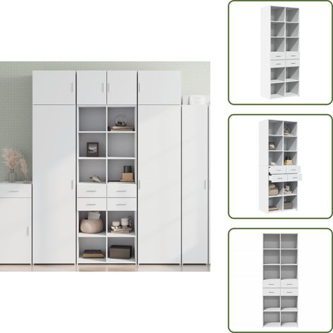 The Living Store Highboard Weiß 70x42,5x185 cm Holzwerkstoff - Sideboard - Hochschrank - Wohnraumgestaltung - Wohnzimmer Dekoration - Aufbewahrungslösung (1/5)