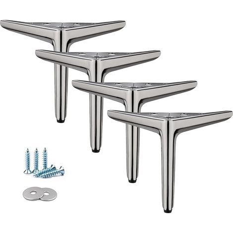 Lot de 4 Pieds Noir de Titane Meubles Triangulaires de 15cm, Processus de Polissage de Galvanoplastie, pour Armoire, Canapé, Table Basse, Meuble TV et Autres Meubles (1/5)