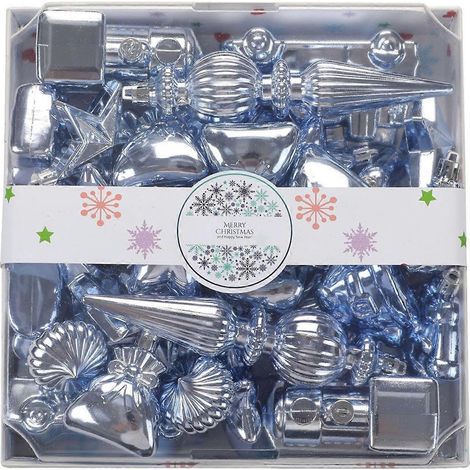 Set mit 38 Stück/Box, speziell geformte Weihnachtsbaumkugeln aus Kunststoff, zum Aufhängen, für Weihnachtsfeiern und Heimdekoration, helllila (1/5)