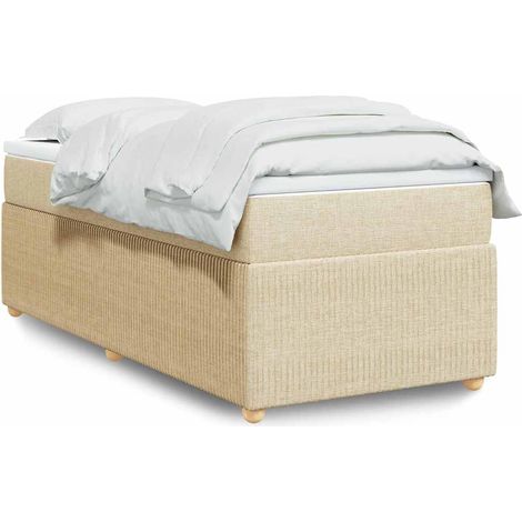 Boxspringbett mit Matratze Creme 90x190 cm Stoff