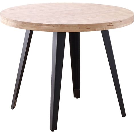 Mesa Salón Comedor Redonda Fija Bali Color Roble Nordish y Negro 76x100-180x100 cm