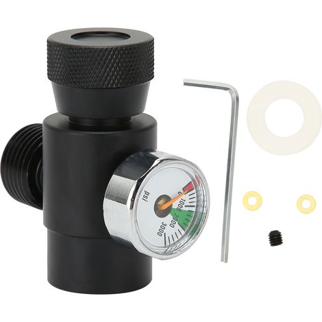 Adaptateur de recharge bouteille CO2 CGA320 TR21-4 ASA manomètre 3000psi noir (1/5)