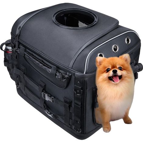Transportín para mascotas en motocicleta, material impermeable, diseño espacioso y plegable, bolsa transportadora para mascotas (1/2)