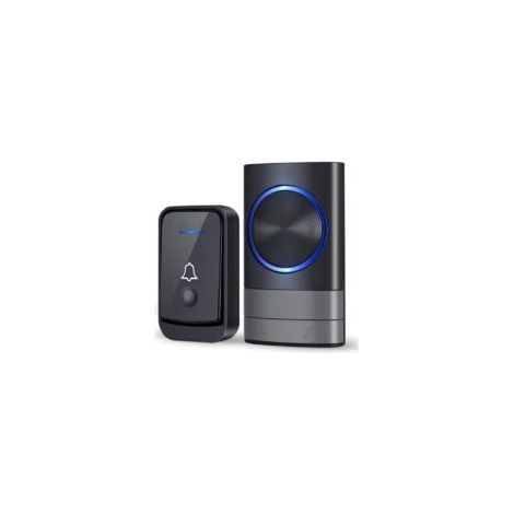 Kabellose Türklingel, IP44 wasserdicht, Außentürklingel-Set mit Steckerempfänger für Zuhause und Büro (Schwarz) - Crezuo (1/4)