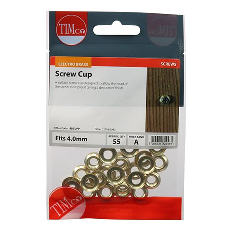 TIMCO Screw Cups Electro Brass - To fit 8 Gauge Screws (1/2)