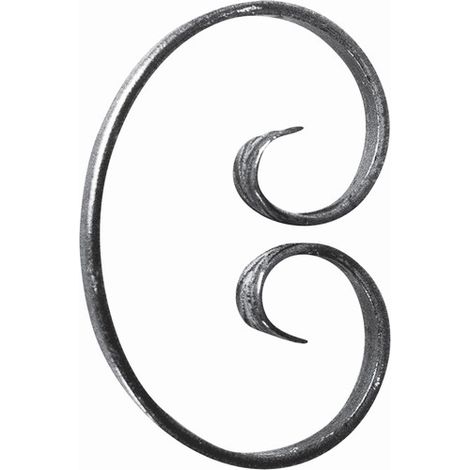 Deco Fer Forge – Volute en C fermé fer forgé finition queue de carpe – Hauteur 150mm – Largeur 110mm – Section 12x6mm – À souder - Largeur110mm