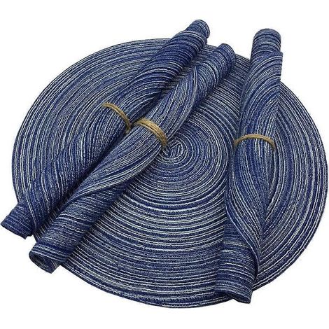 Red-APlacemats, sets de table ronds pour salle à manger, lot de 4, tissés, résistants à la chaleur, antidérapants, diamètre 14 pouces (bleu) (1/4)