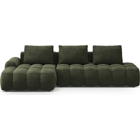 Canapé-lit d'angle gauche + box 3 places velours vert (1/5)