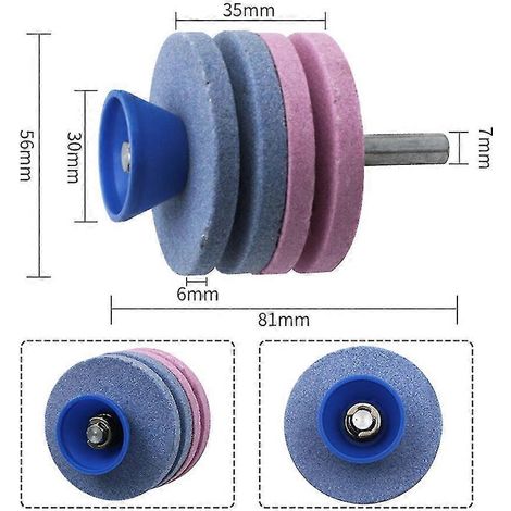 81mm Lawn Mower Sharpener Four-layer Whetstone Lawnmower Blade Sharpener Double Grinding Drill Universal Grinding Drill Cuts Battqx (1/3)