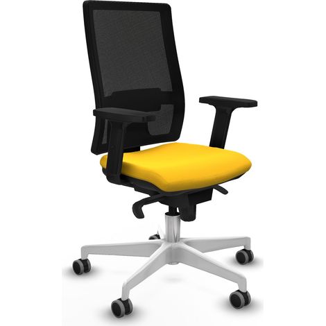 Horna sincro malla negra similpiel amarillo brazos 2D base blanca  ruedas 65mm engomadas (1/5)