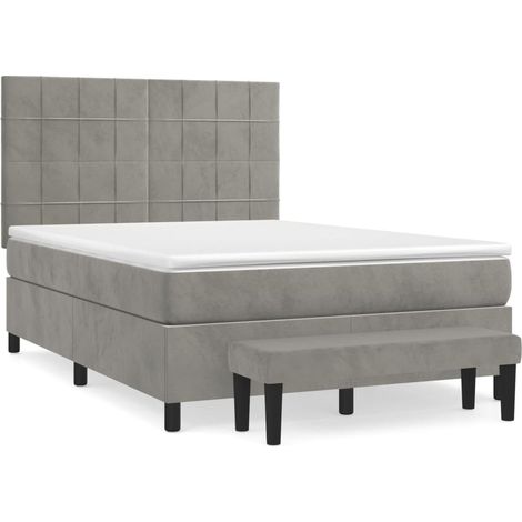 Maison Exclusive - Cama box spring con colchón terciopelo gris cl (1/5)