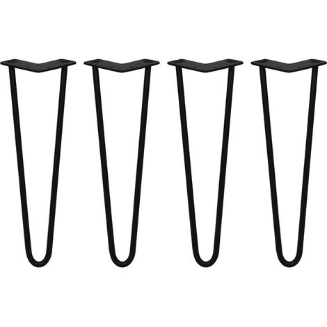 4 x 16" Hairpin Legs - 2 Prong - 12mm - Black (1/5)
