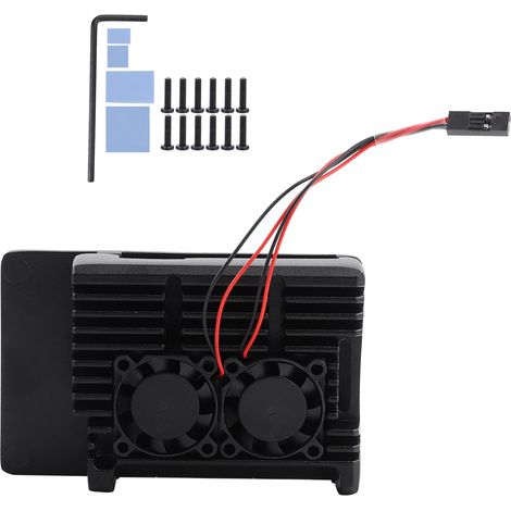 Boîtier Aluminium - Refroidissement Double Ventilateur - Pour Raspberry Pi 4B - Compatible GPIO Camera Poe - 1 Pièce