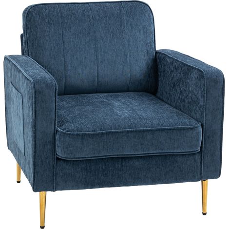 Homcom – Fauteuil relax en tissu 100% polyester – Dimensions 81x84x87cm – Rembourrage mousse haute densité – Pour petits espaces (1/5)