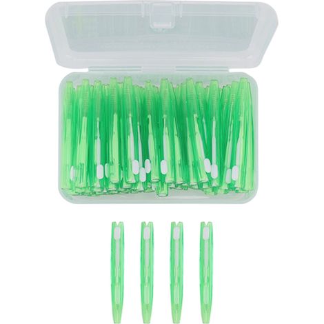 60 Brossettes Interdentaires Pratiques Fines Nettoyant Appareil Dentaire avec Manche PP pour Adultes Enfants Soin Orthodontique Vert (1/5)