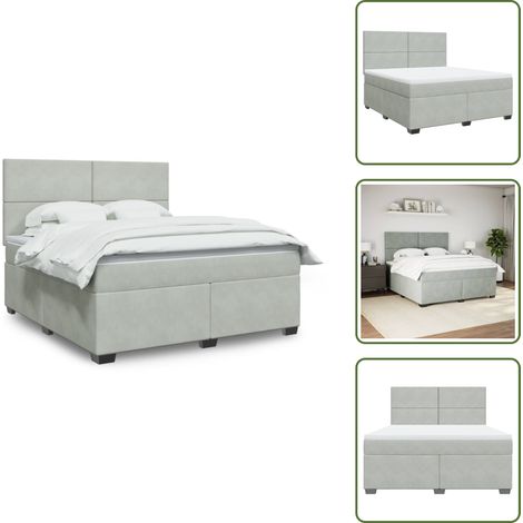 Sommier à lattes de lit et matelas Gris clair 180x200cm Velours - Sommier À Lattes De Lit - Sommiers À Lattes De Lit - Lit - Meuble De Chambre À Coucher (1/5)