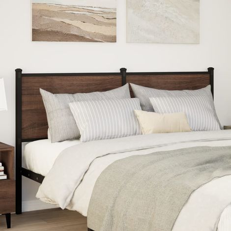 Testiera  Testata del letto di Ricambio Rovere Marrone 140 cm in Legno Multistrato e Acciaio (1/5)