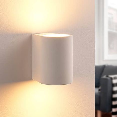 [NEUWERTIG] B-Ware Lindby Led Wandleuchte Wandlampe Lampe Leuchte Licht Jannes Aus Gips Rund Weiß