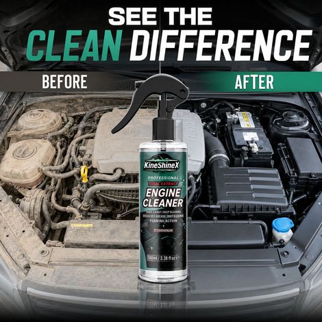 KineShineX Car Engine Compartment Cleaner powerfully removes oil, dust, and carbon deposits. Multi-functional. (1/4)