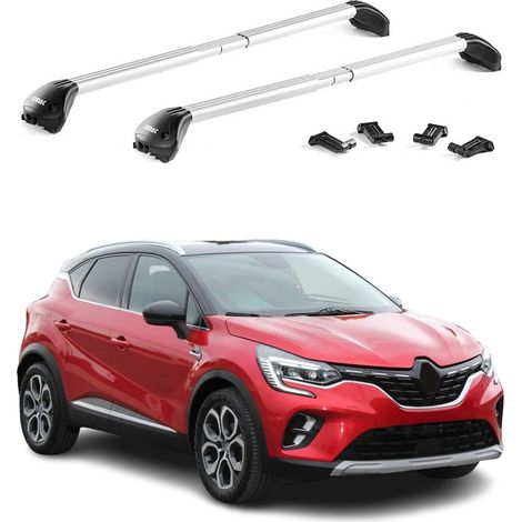 OMAC Dachträger Querträger TÜV geprüft für Renault Captur II 2019-2026 – Abschließbar (4 Schlösser) – Max 100 kg – Robuste Befestigung Silber (1/5)