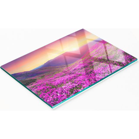 Tabla decorativa de cristal para servir aperitivos Pink Hills, 80x52 cm