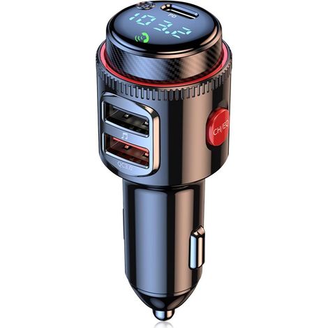 Transmisor Bluetooth 5.4 para coche, carga rápida QC3.0 de 18 W y PD de 30 W, estéreo Hi-Fi con graves profundos, llamadas manos libres, memoria USB. (1/5)