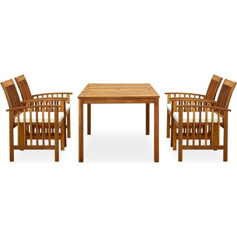 Maison Exclusive - Set da Pranzo da Giardino 5 pz con Cuscini Massello di Acacia (1/5)