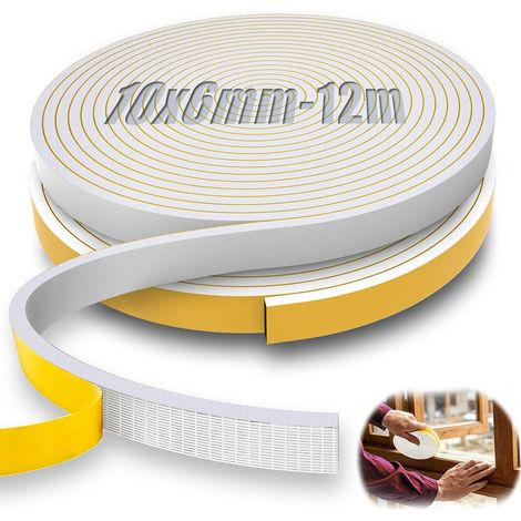 10 x 6 mm Adhesive Foam Seal 12 m EPDM Compressing Tape Window (1/5)