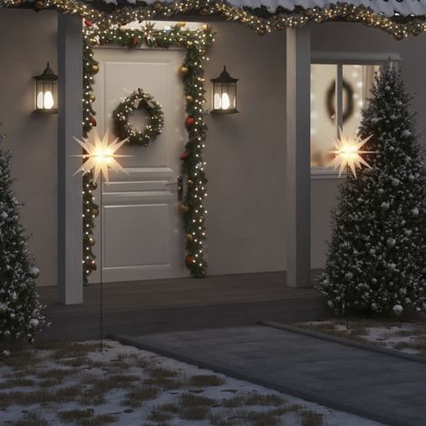 vidaXL Luci di Natale con Picchi e LED 3 pz Pieghevoli Bianche 57 cm (1/5)