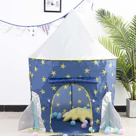 Tenda Casetta Gioco Bambini Capanna Castello Giocattolo in Tessuto 120x116 Razzo (1/5)