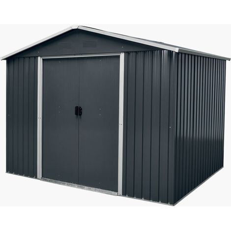 Werka Pro – Abri de jardin en acier galvanisé 6,6m2 – Dimensions 2,38 x 2,79 x H1,99m – Porte double coulissante – Kits d'ancrage inclus